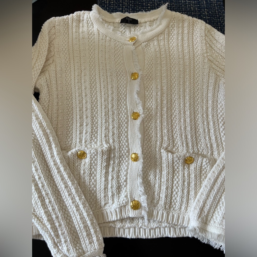 Tahari sweater/ knit white blazer - Picture 2 of 16
